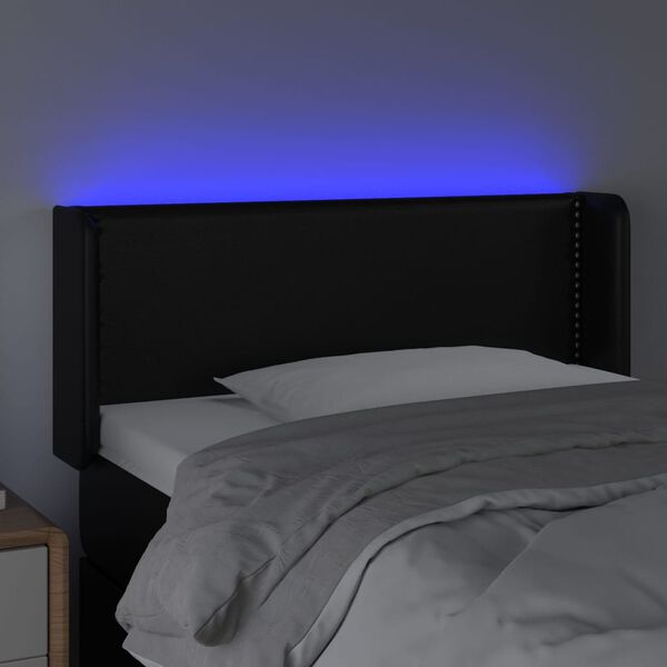 vidaXL Cabecero con LED cuero sint&eacute;tico negro 93x16x78/88 cm