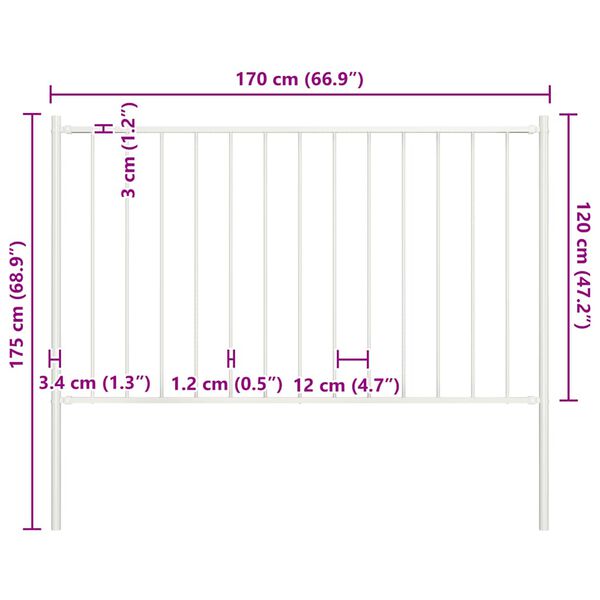 vidaXL Panel de valla Woerden con postes de acero, 1,7 x 1,25 m, blanco