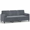 vidaXL Sof&aacute; de 3 plazas con cojines terciopelo gris oscuro 180 cm