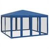 vidaXL Carpa para fiestas con 8 paredes de malla HDPE azul 4x4 m