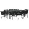 vidaXL Conjunto de Comedor de Jard&iacute;n con coj&iacute;n 9 pcs Negro