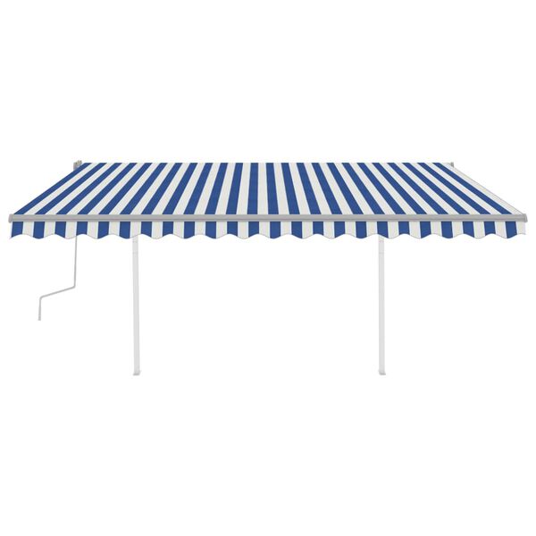 vidaXL Toldo manual retr&aacute;ctil con LED azul y blanco 4x3,5 m