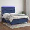 vidaXL Cama box spring colch&oacute;n y luces LED tela azul 140x190 cm