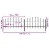 vidaXL Valla de jardín con punta de lanza de acero 359x100 cm negra