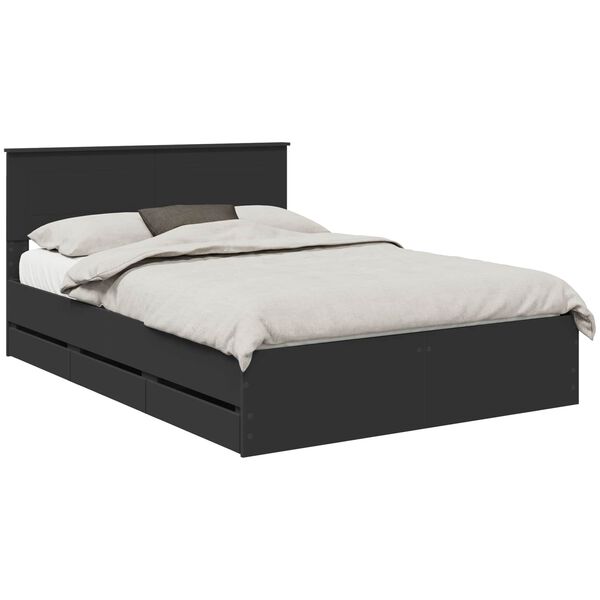 vidaXL Estructura de cama Negro 140 x 200 cm Madera Ingenieril