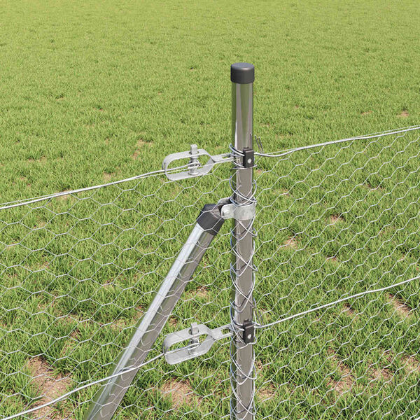 vidaXL Poste de Valla Plateado 10 x 0,8 m (malla de 25 mm) Acero