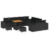 vidaXL Conjunto de sof&aacute; de jard&iacute;n 13 uds. Negro rat&aacute;n sint&eacute;tico