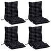 vidaXL Cojines de silla respaldo bajo 4 uds tela Oxford cuadros negro