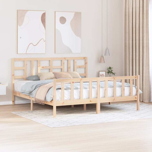 vidaXL Estructura de cama con cabecero madera maciza 180x200 cm
