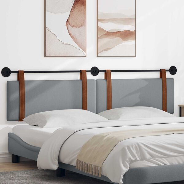 vidaXL Cabecera Colgante Liso Gris Claro 210 x 55 x 5 cm PU antiguo