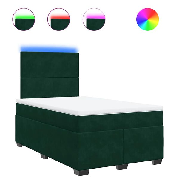 vidaXL Cama box spring con colch&oacute;n terciopelo verde oscuro 120x200 cm