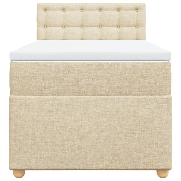 vidaXL Cama box spring con colch&oacute;n tela color crema 90x200 cm