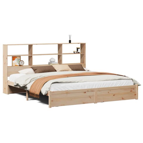vidaXL Cama con estanter&iacute;a sin colch&oacute;n madera maciza de pino 180x200cm