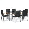 vidaXL Juego de comedor para jard&iacute;n 7 piezas acero y textilene negro