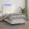 vidaXL Cama box spring y colchón LED cuero sintético blanco 80x200 cm