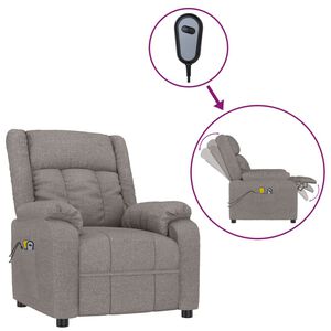 vidaXL Sill&oacute;n de masaje el&eacute;ctrico tela gris taup&eacute;