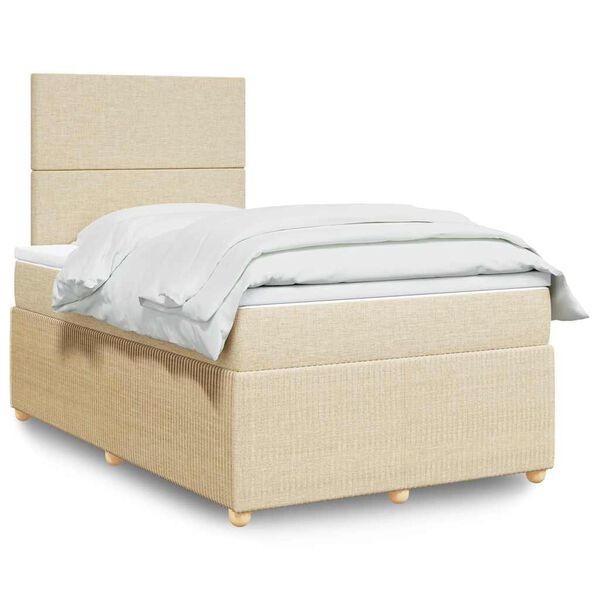 vidaXL Cama box spring con colch&oacute;n tela color crema 120x190 cm