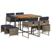 vidaXL Conjunto de comedor de jard&iacute;n de 9 piezas con cojines, polirat&aacute;n gris