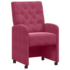 vidaXL Sillas de Comedor con Ruedas 2 uds. Terciopelo Rojo vino tinto