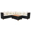 vidaXL Set muebles de jard&iacute;n 5 piezas y cojines rat&aacute;n sint&eacute;tico negro