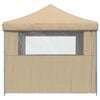 vidaXL Tienda de fiesta plegable Pop-Up con 4 paredes laterales beige