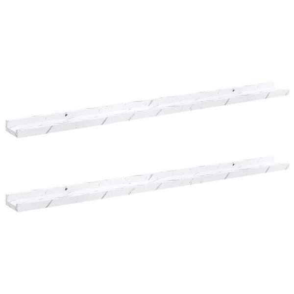 vidaXL Estante de pared con estante 2 pcs M&aacute;rmol 100 x 9 x 3 cm