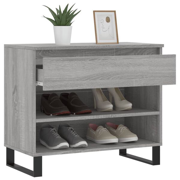 vidaXL Mueble zapatero madera contrachapada gris hormigón 70x36x60 cm