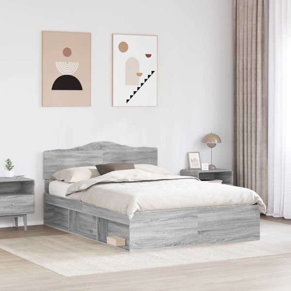 vidaXL Estructura de cama con cabecera Gris Sonoma 160 x 200 cm