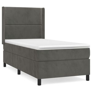 vidaXL Cama box spring con colch&oacute;n terciopelo gris oscuro 80x200 cm