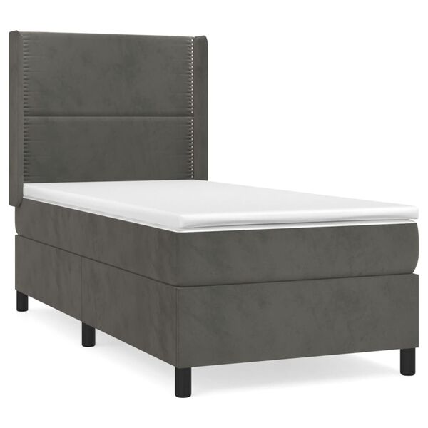 vidaXL Cama box spring con colch&oacute;n terciopelo gris oscuro 80x200 cm
