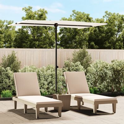 vidaXL Sombrilla de jardín con palo de aluminio blanco arena 2x1,5 m