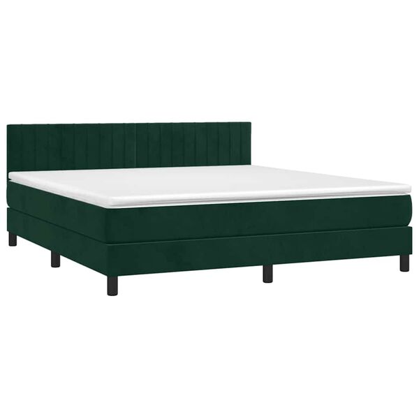 vidaXL Cama box spring con colch&oacute;n terciopelo verde oscuro 160x200 cm