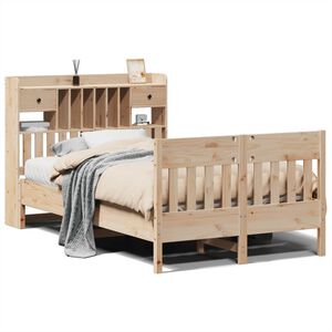vidaXL Estructura de cama sin colch&oacute;n madera maciza de pino 135x190 cm