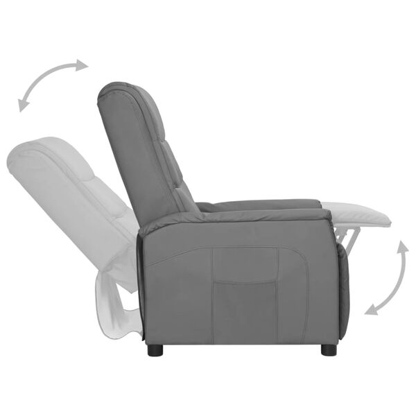 vidaXL Sill&oacute;n reclinable de cuero sint&eacute;tico gris