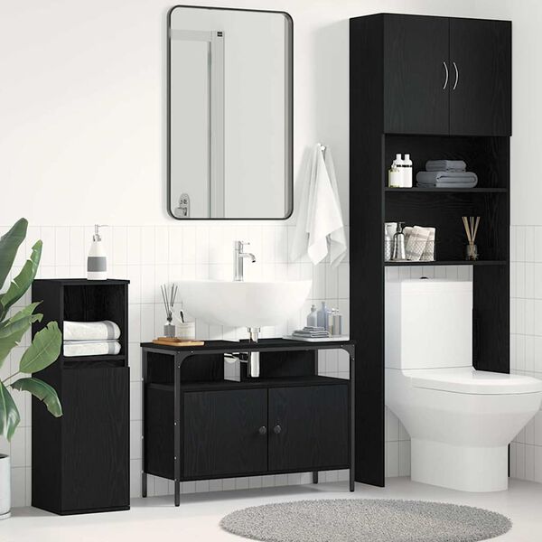 vidaXL Gabinete de Lavabo para Ba&ntilde;o Roble negro 80 x 30 x 60 cm