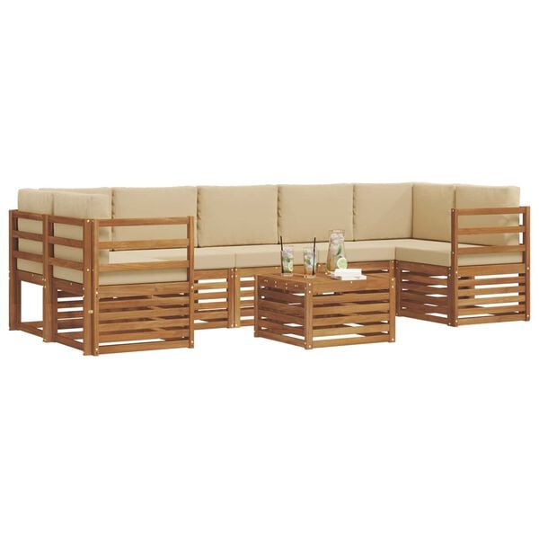 vidaXL Conjunto de sof&aacute;s de exterior con coj&iacute;n 8 pcs Natural y Beige