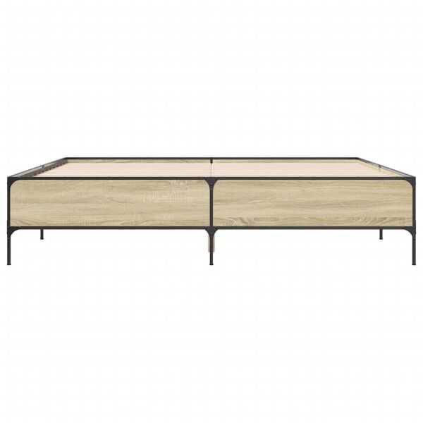 vidaXL Estructura cama madera ingenier&iacute;a metal roble Sonoma 180x200 cm
