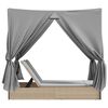 vidaXL Tumbona doble con techo y cortinas rat&aacute;n sint&eacute;tico beige