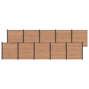 vidaXL Conjunto de valla 10 pcs 1737 x 186 cm WPC y Aluminio Marr&oacute;n
