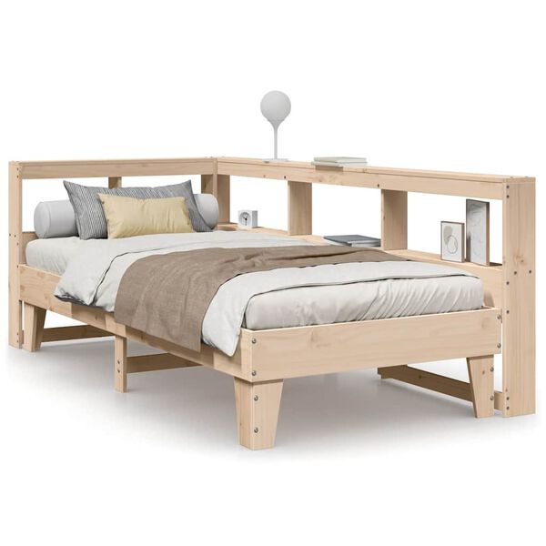 vidaXL Cama con estanter&iacute;a sin colch&oacute;n madera maciza de pino 100x200cm