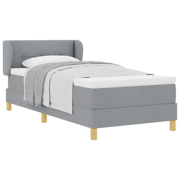 vidaXL Cama tipo Box Spring con colch&oacute;n Gris claro 90 x 190 cm tela