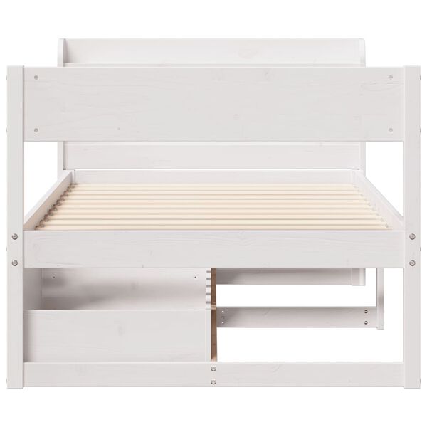 vidaXL Estructura de cama sin colch&oacute;n madera maciza blanca 90x190 cm