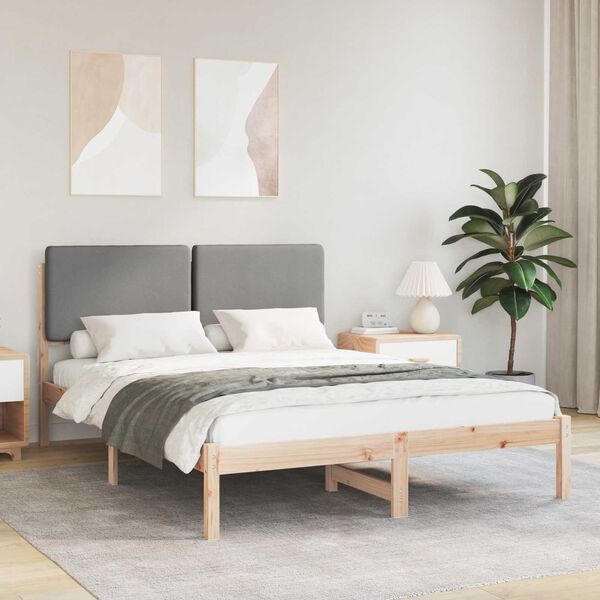 vidaXL Estructura de Cama con Cabecera Tapizada Gris Claro
