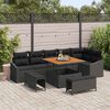 vidaXL Conjunto de sof&aacute;s de jard&iacute;n 9 pcs Negro rat&aacute;n sint&eacute;tico