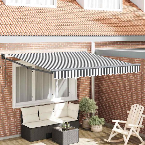 vidaXL Toldo retr&aacute;ctil aluminio y tela gris antracita y blanco 3x2,5 m