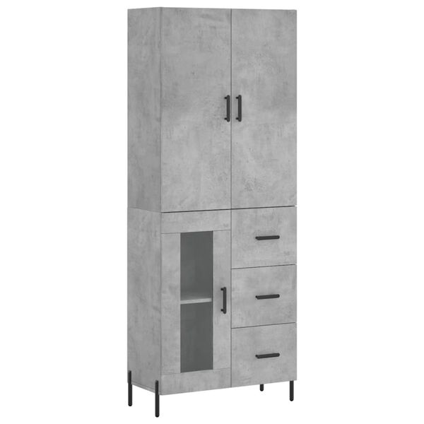 vidaXL Aparador alto madera contrachapada gris hormig&oacute;n 69,5x34x180 cm
