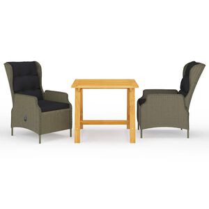 vidaXL Juego de comedor para jard&iacute;n de 3 piezas marr&oacute;n