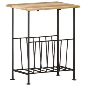 vidaXL Revistero madera maciza de mango y acero 40x30x50 cm