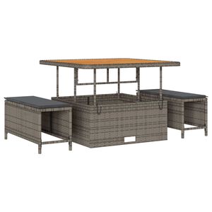 vidaXL Conjunto de Comedor de Jardín Gris Poliratán