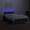 vidaXL Cama box spring con colch&oacute;n y LED tela marr&oacute;n oscuro 120x200 cm